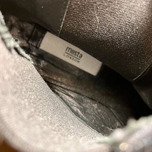 Miista London handmade black metallic leather sparkle Chelsea Boots 39/8.5 - Picture 7 of 7